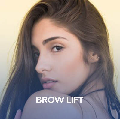 A woman with long hair highlights brow lift service in Dallas, Texas.